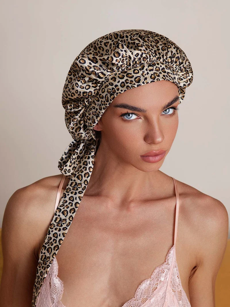 100% Maulbeerseide elegante Schlafhaube mit langen Bändern