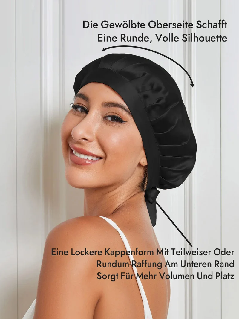 100% Maulbeerseide Schlafhaube mit Bändern