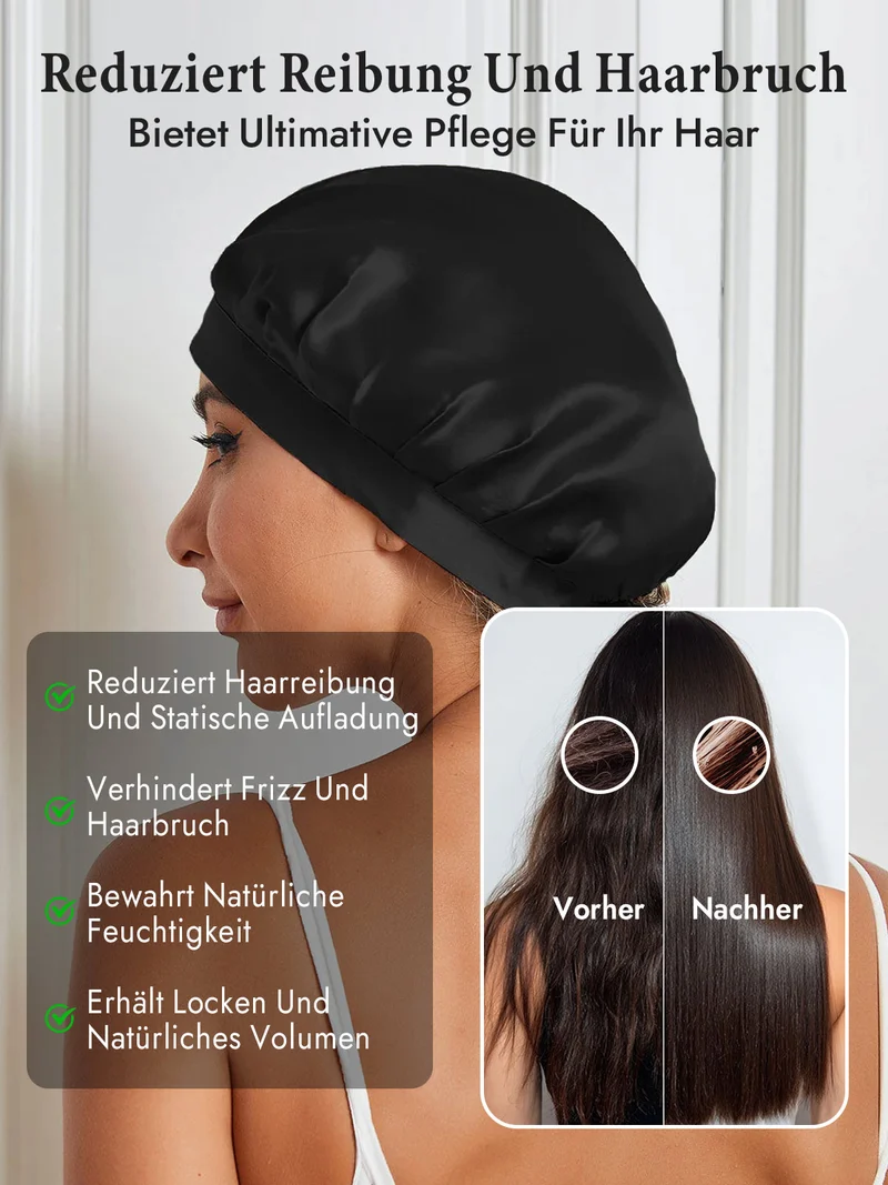 100% Maulbeerseide Schlafhaube mit Bändern