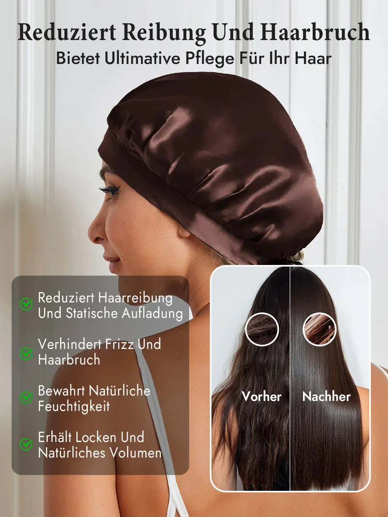 100% Maulbeerseide Schlafhaube mit Bändern