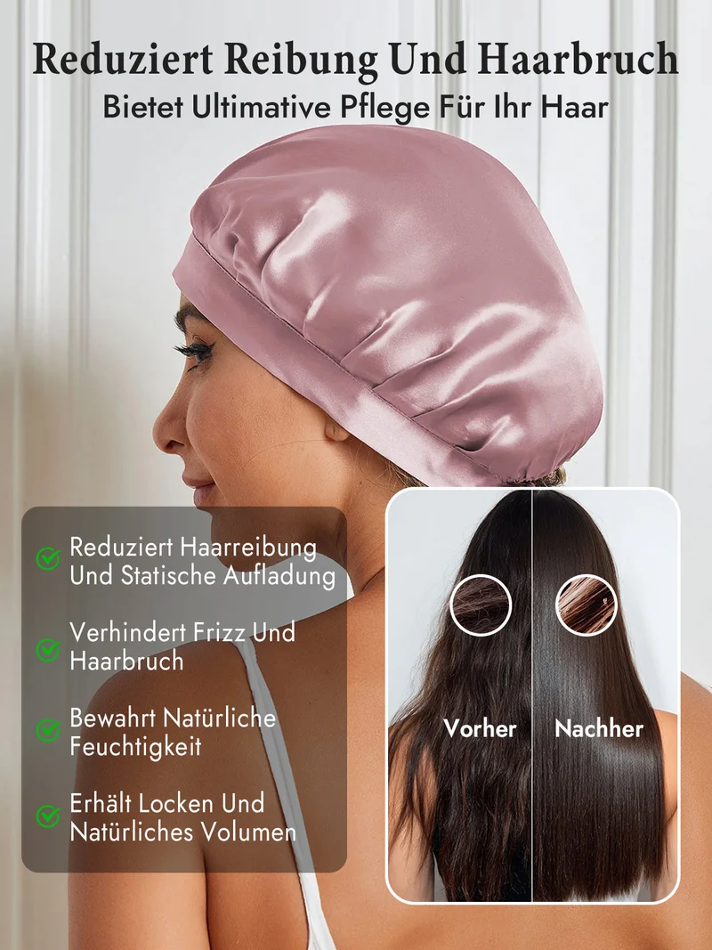 100% Maulbeerseide Schlafhaube mit Bändern