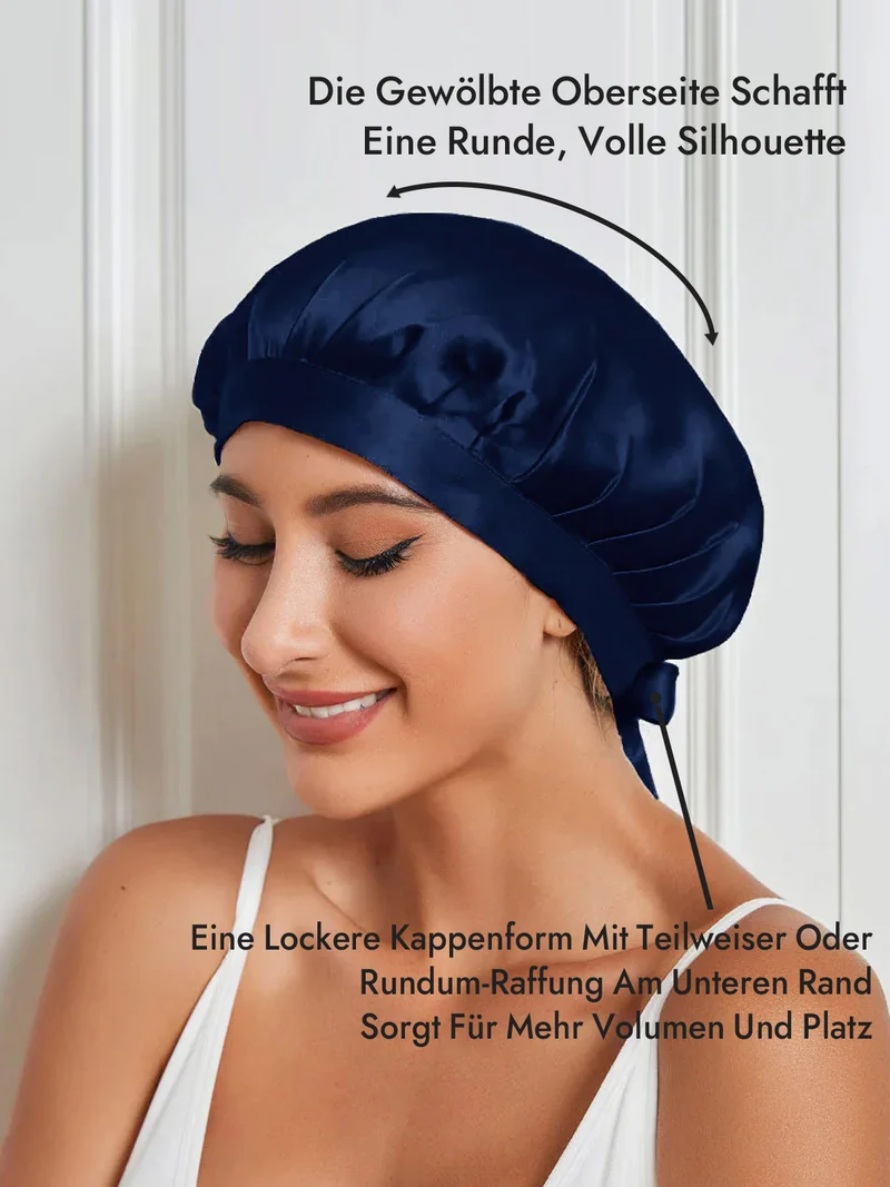 100% Maulbeerseide Schlafhaube mit Bändern