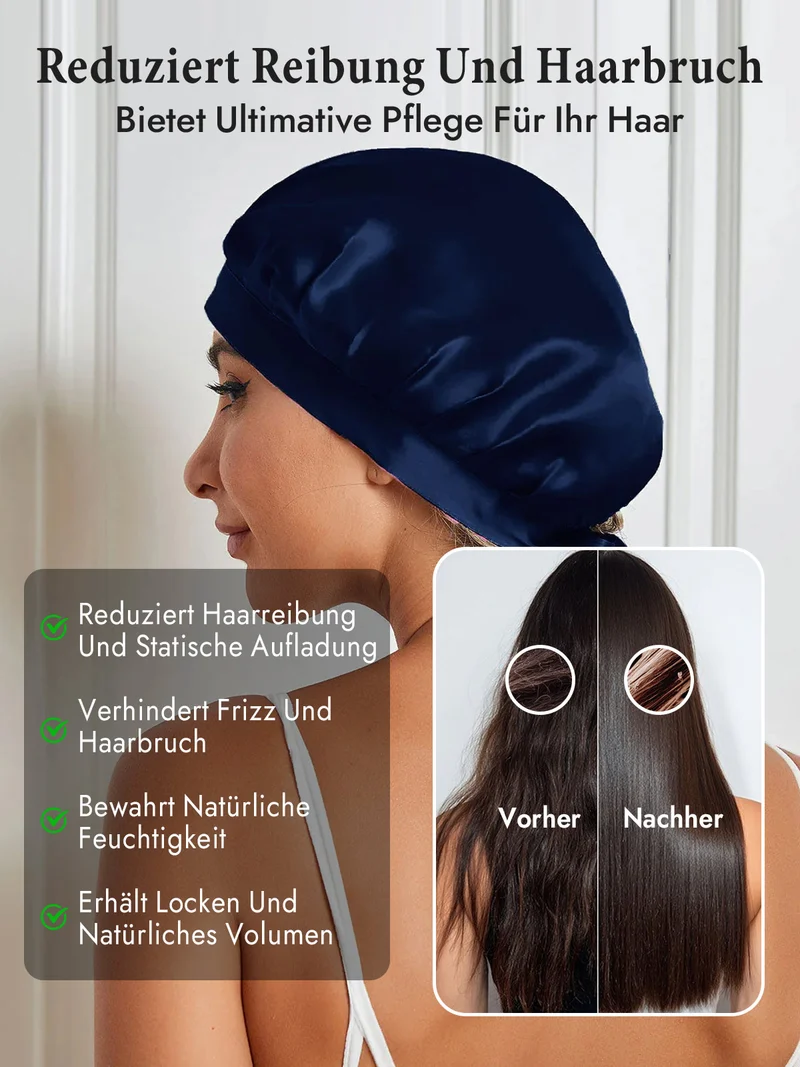 100% Maulbeerseide Schlafhaube mit Bändern