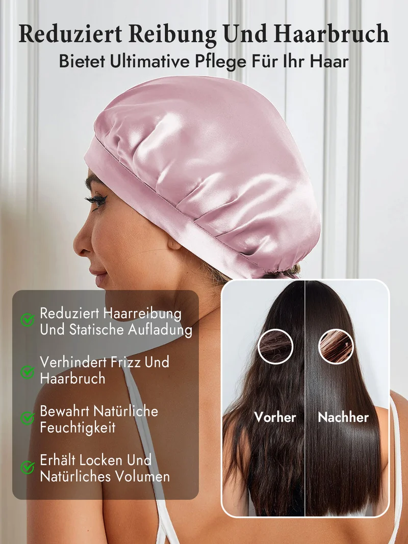 100% Maulbeerseide Schlafhaube mit Bändern