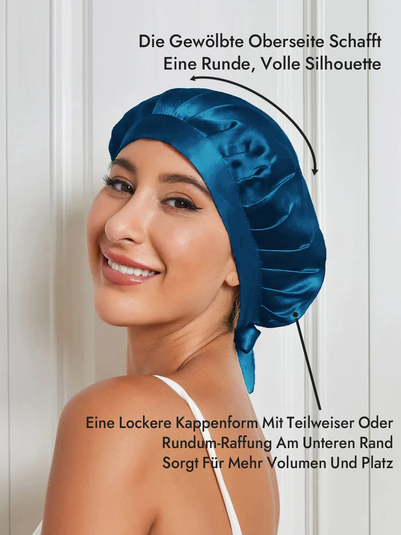 100% Maulbeerseide Schlafhaube mit Bändern