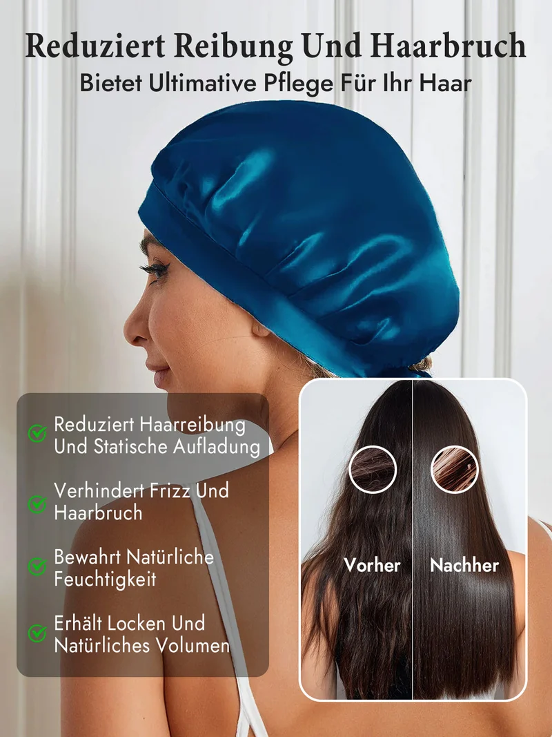 100% Maulbeerseide Schlafhaube mit Bändern