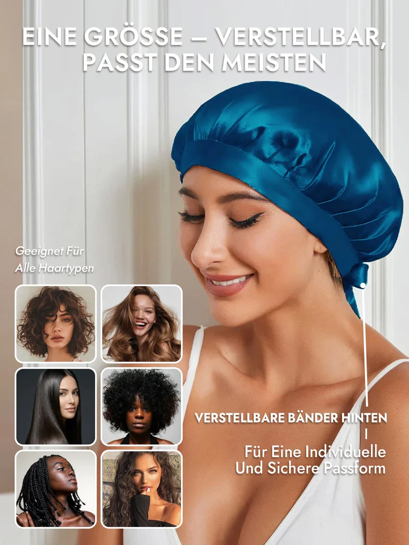 100% Maulbeerseide Schlafhaube mit Bändern