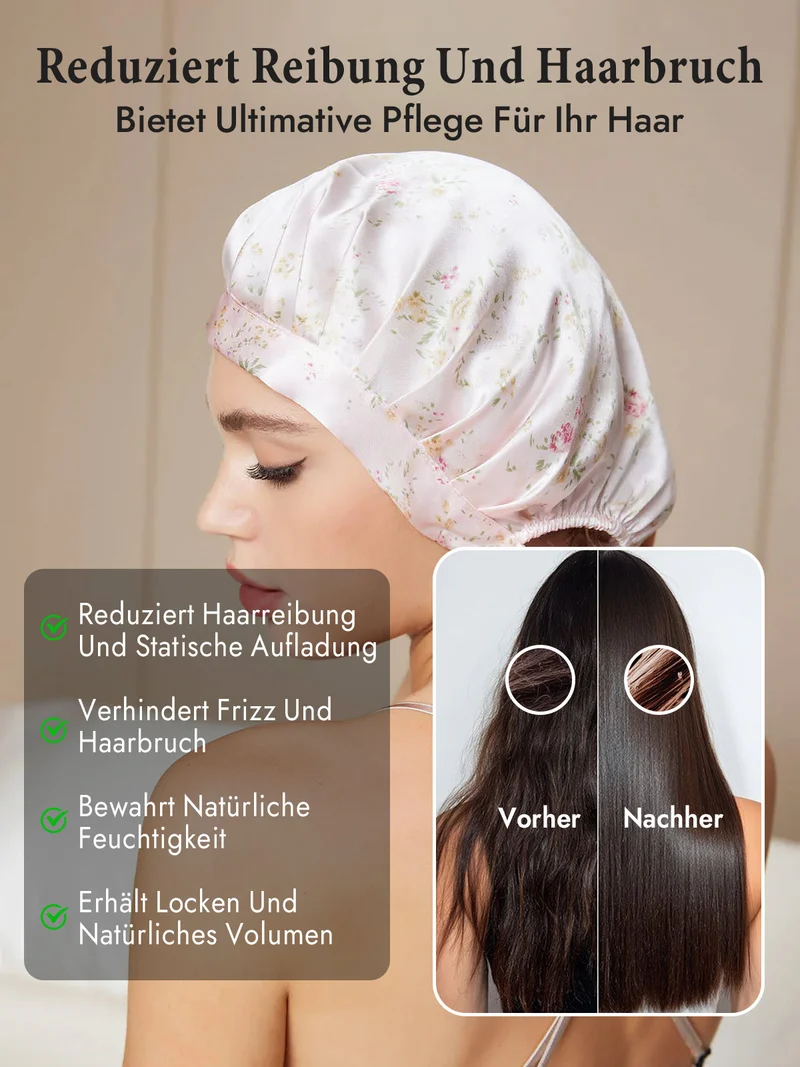 100% Maulbeerseide Schlafhaube mit Bändern