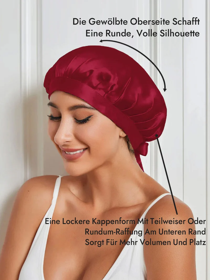 100% Maulbeerseide Schlafhaube mit Bändern