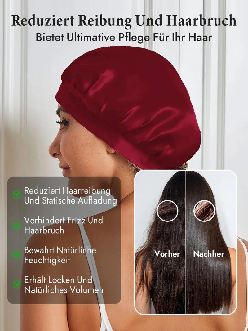 100% Maulbeerseide Schlafhaube mit Bändern