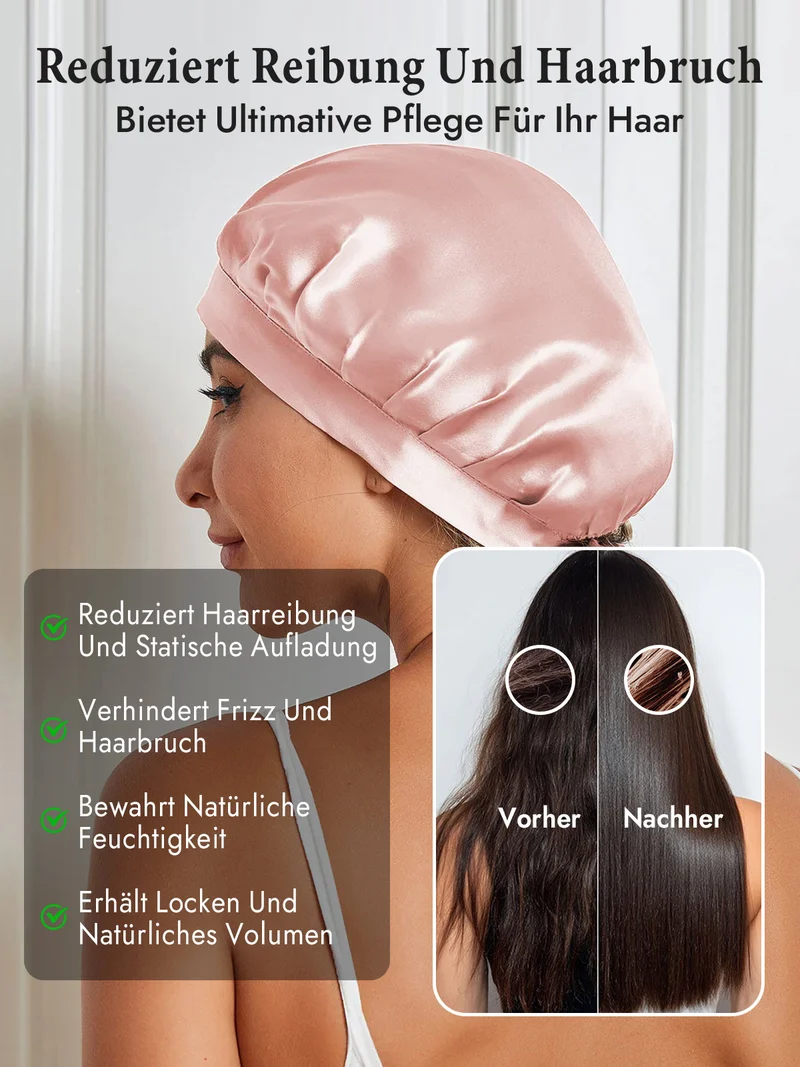 100% Maulbeerseide Schlafhaube mit Bändern