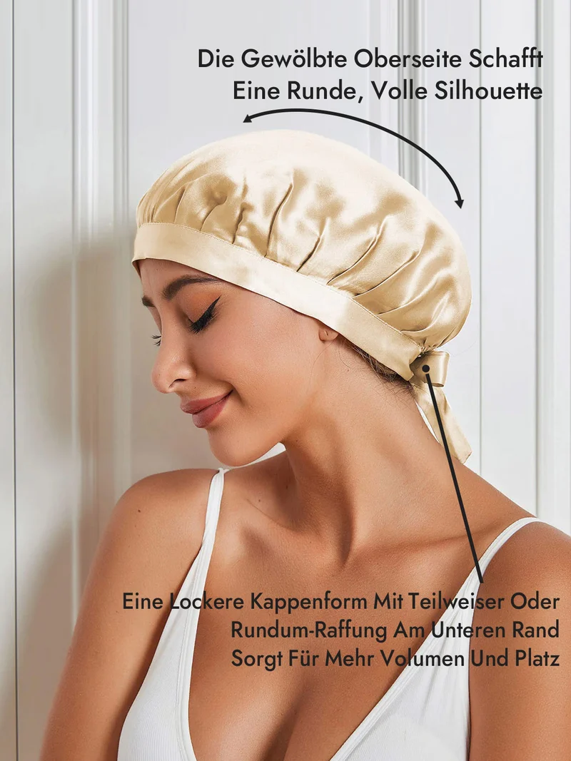 100% Maulbeerseide Schlafhaube mit Bändern