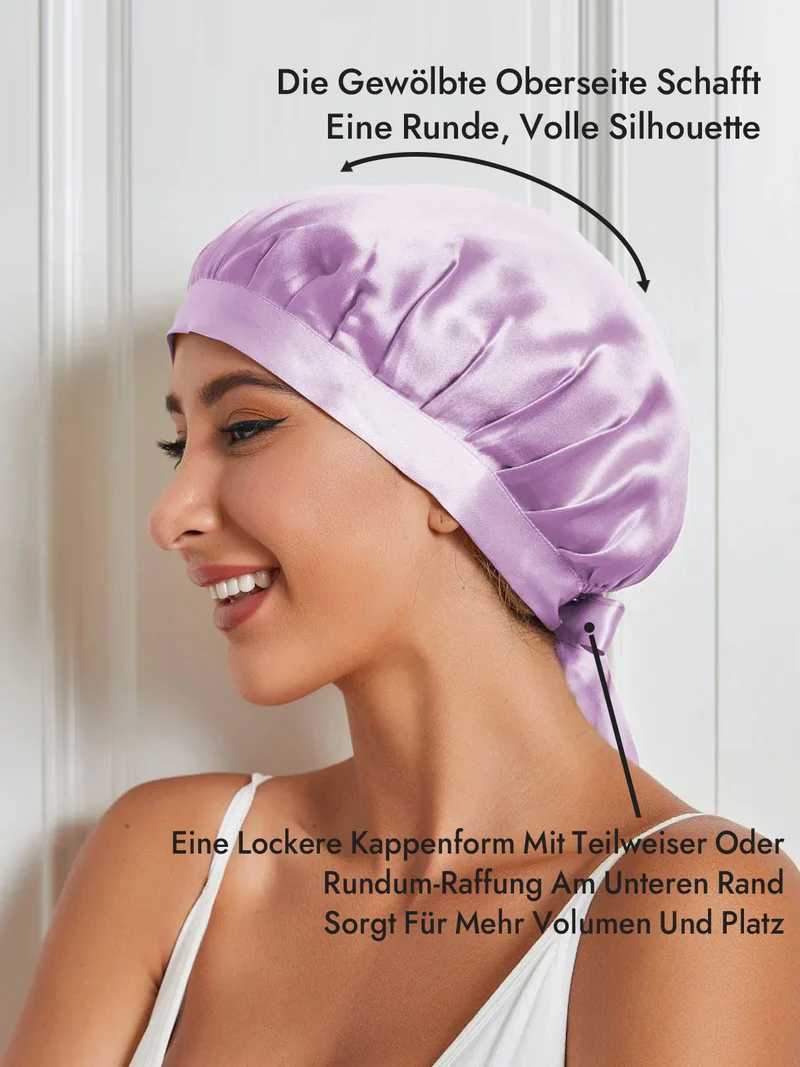 100% Maulbeerseide Schlafhaube mit Bändern