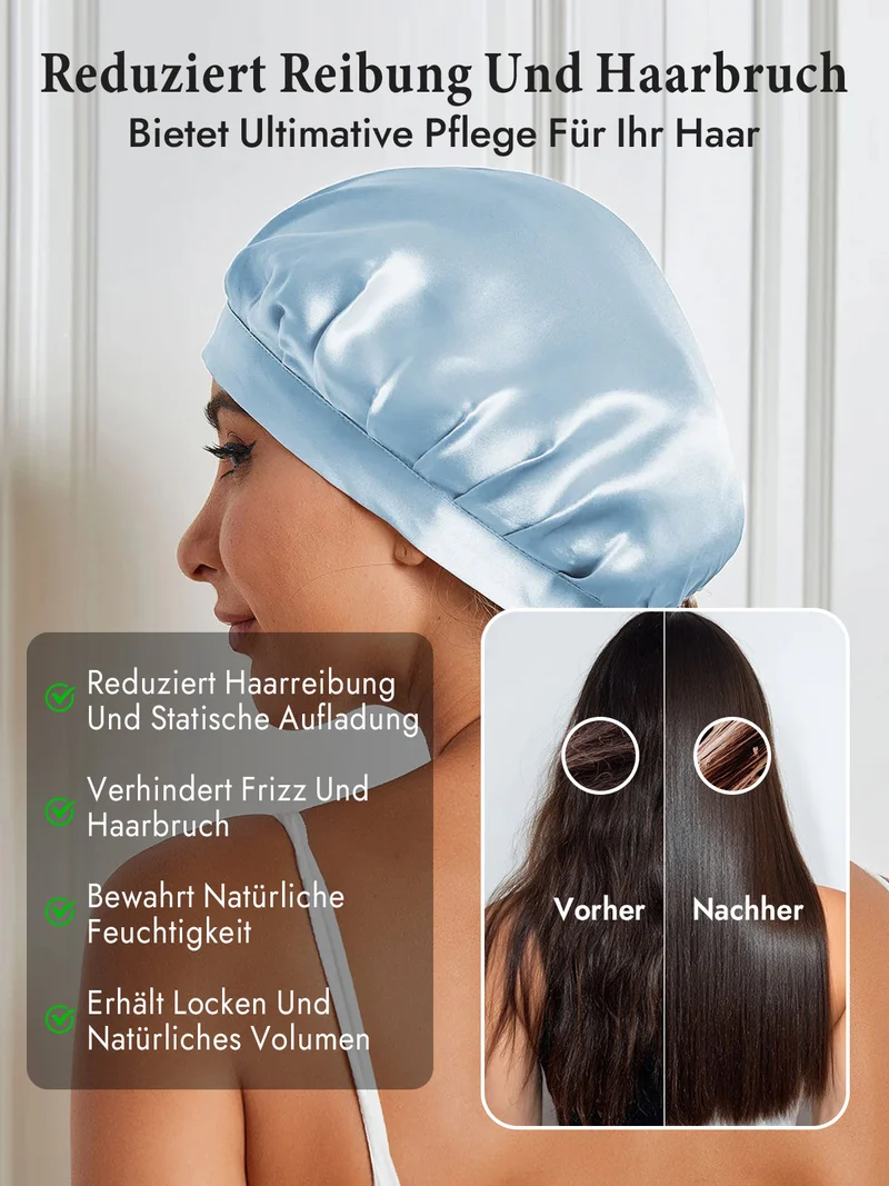 100% Maulbeerseide Schlafhaube mit Bändern