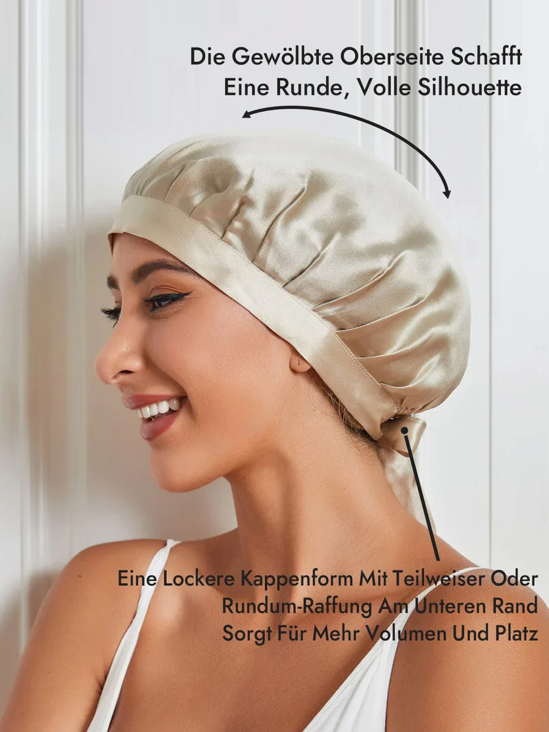 100% Maulbeerseide Schlafhaube mit Bändern