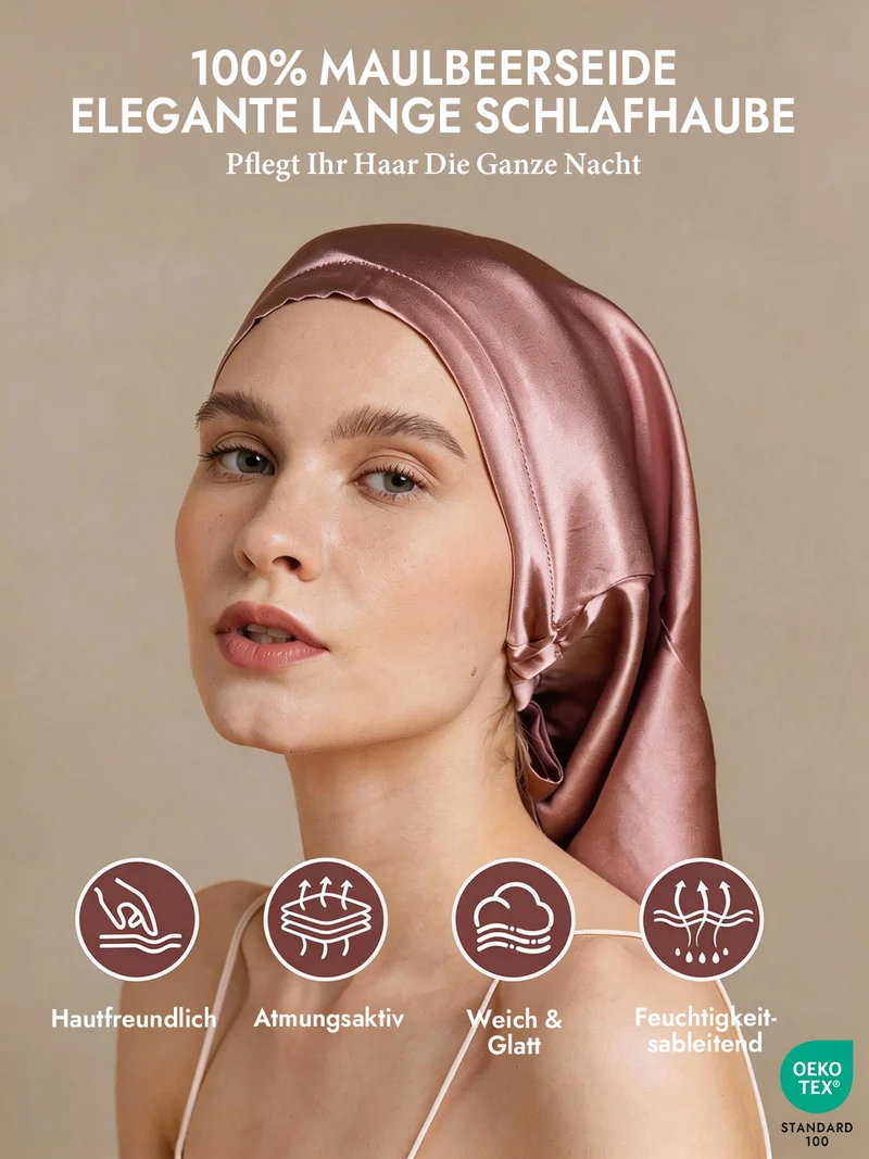 100% Maulbeerseide elegante Schlafhaube für langes Haar