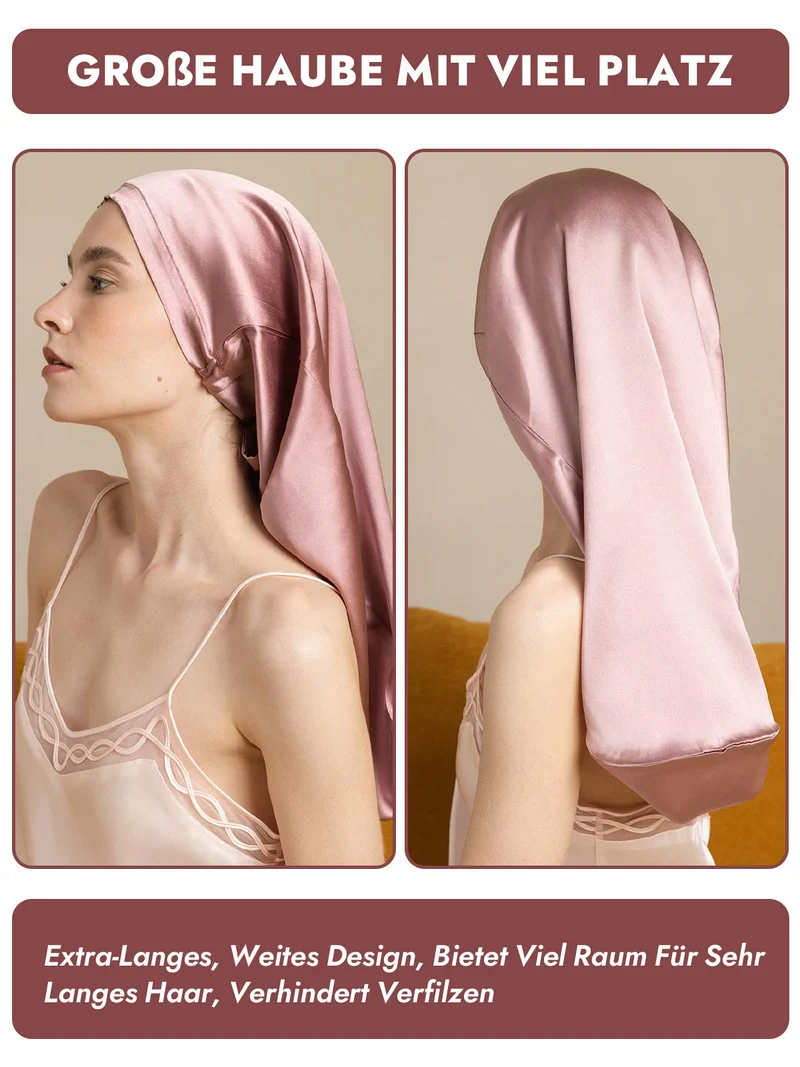 100% Maulbeerseide elegante Schlafhaube für langes Haar