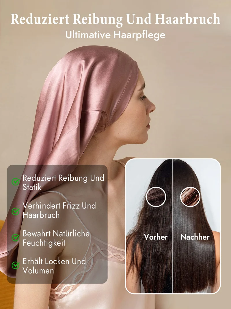 100% Maulbeerseide elegante Schlafhaube für langes Haar