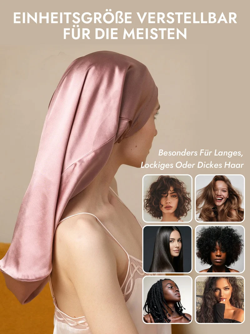 100% Maulbeerseide elegante Schlafhaube für langes Haar