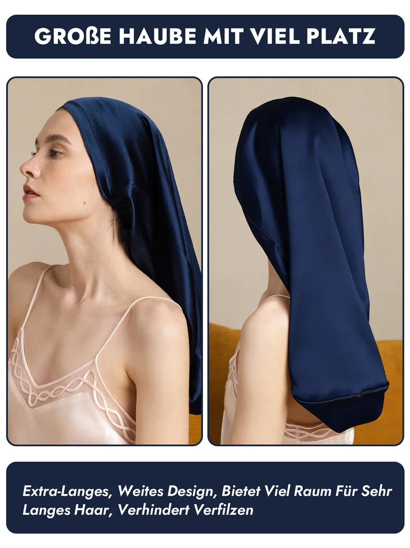 100% Maulbeerseide elegante Schlafhaube für langes Haar