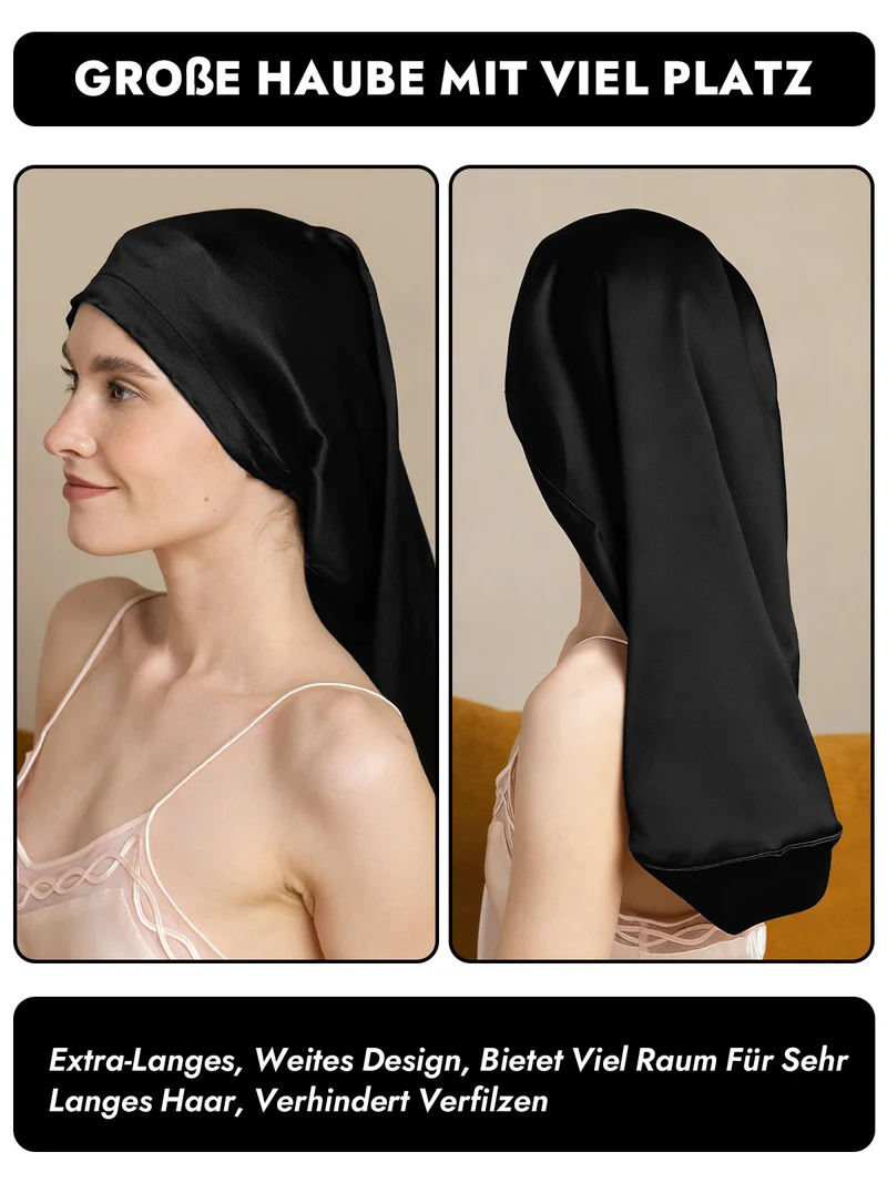 100% Maulbeerseide elegante Schlafhaube für langes Haar