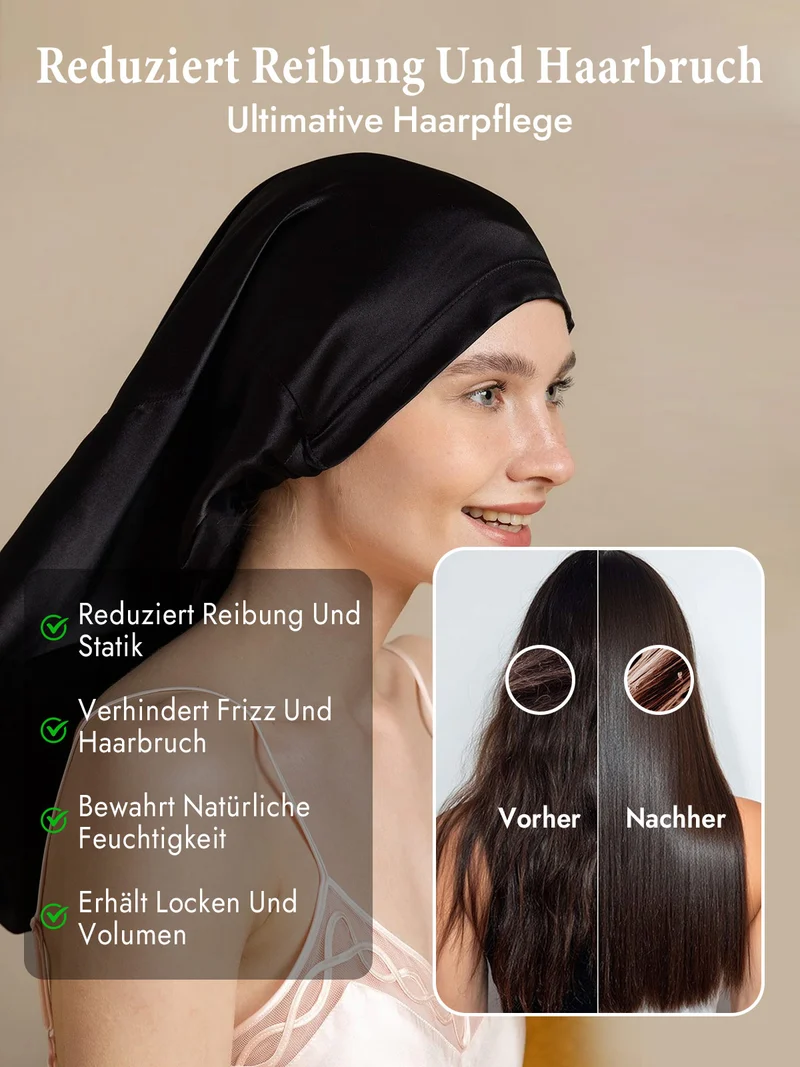 100% Maulbeerseide elegante Schlafhaube für langes Haar