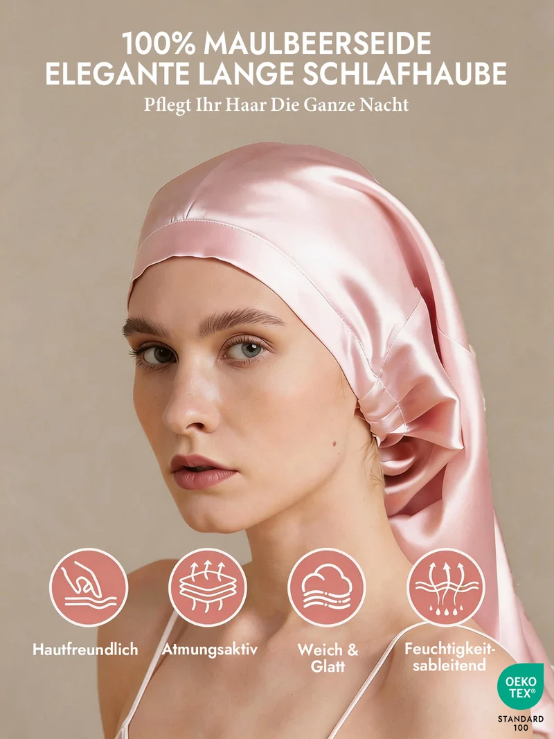 100% Maulbeerseide elegante Schlafhaube für langes Haar