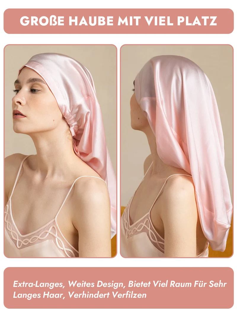 100% Maulbeerseide elegante Schlafhaube für langes Haar
