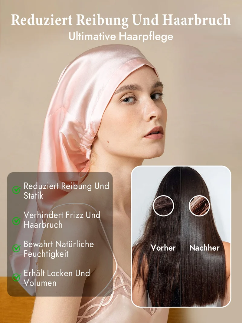 100% Maulbeerseide elegante Schlafhaube für langes Haar
