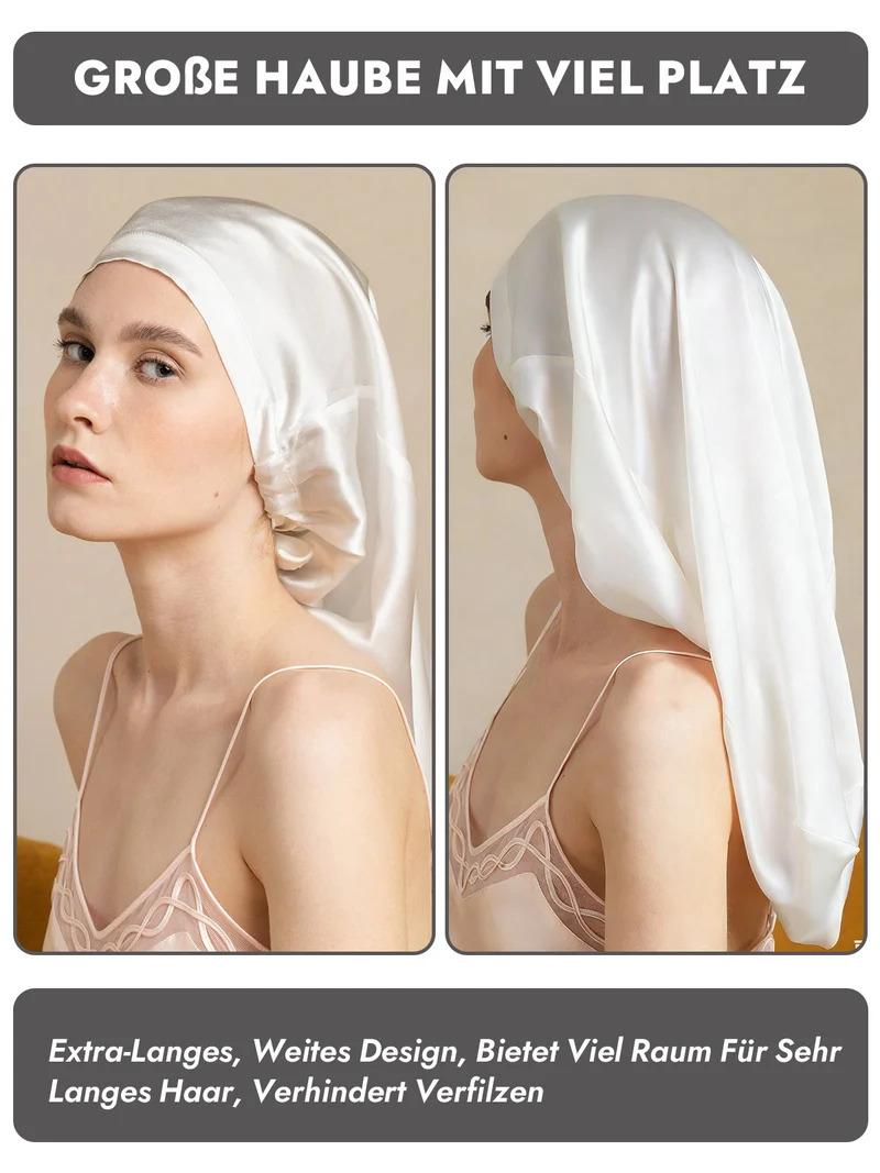 100% Maulbeerseide elegante Schlafhaube für langes Haar
