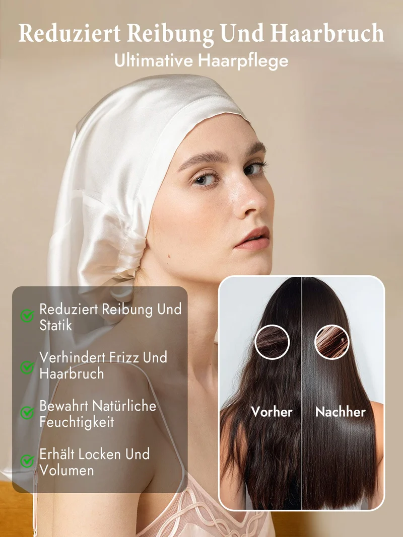100% Maulbeerseide elegante Schlafhaube für langes Haar