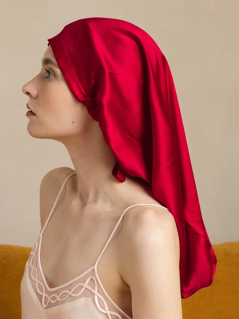 100% Maulbeerseide elegante Schlafhaube für langes Haar