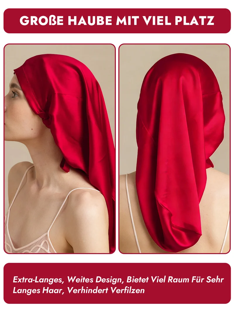100% Maulbeerseide elegante Schlafhaube für langes Haar