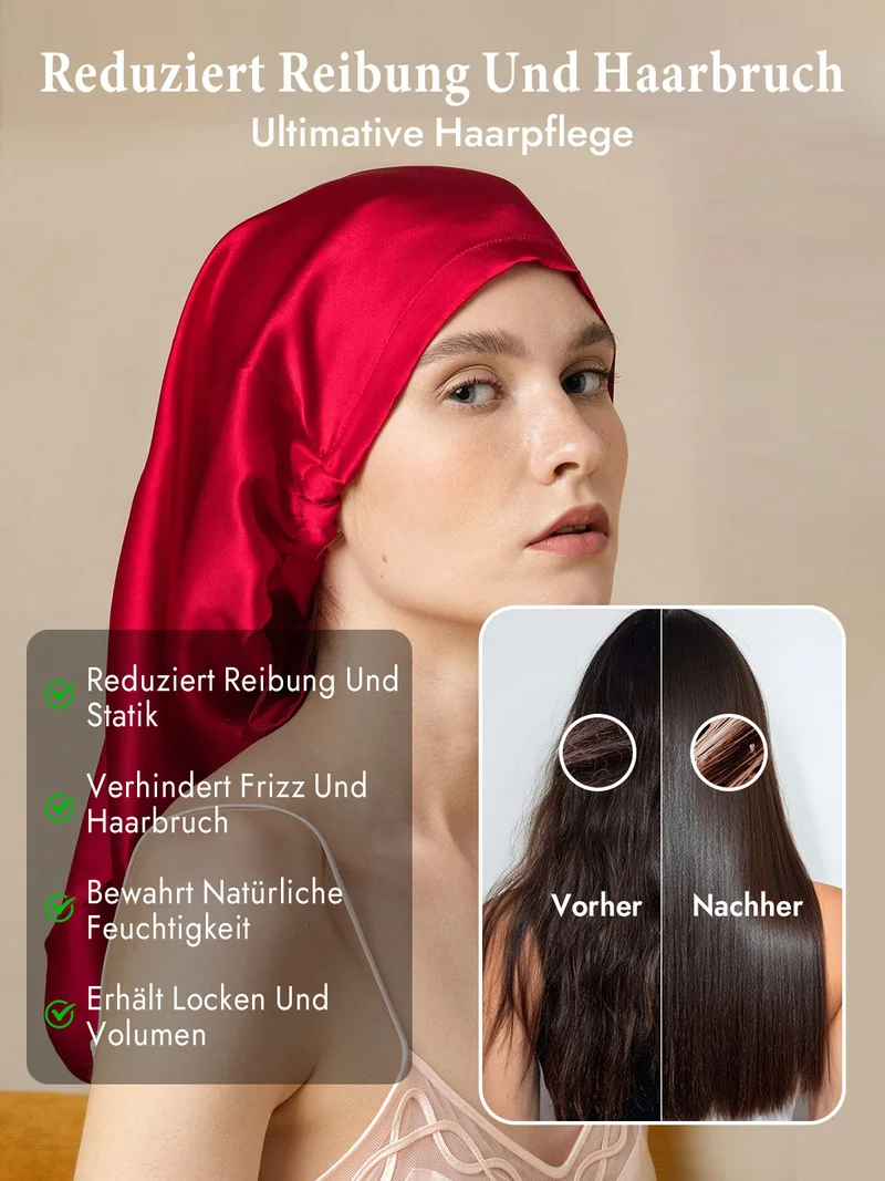 100% Maulbeerseide elegante Schlafhaube für langes Haar