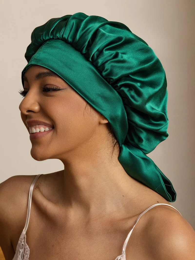 100% Maulbeerseide lässige zweifarbige wendbare Damen-Schlafhaube mit langen Bändern