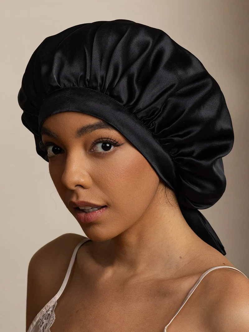 100% Maulbeerseide Damen-Schlafhaube mit langen Bändern