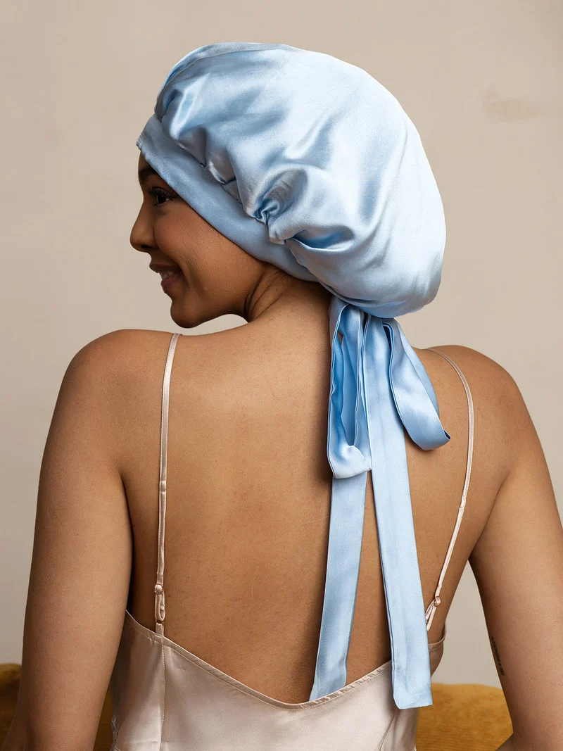 100% Maulbeerseide Damen-Schlafhaube mit langen Bändern