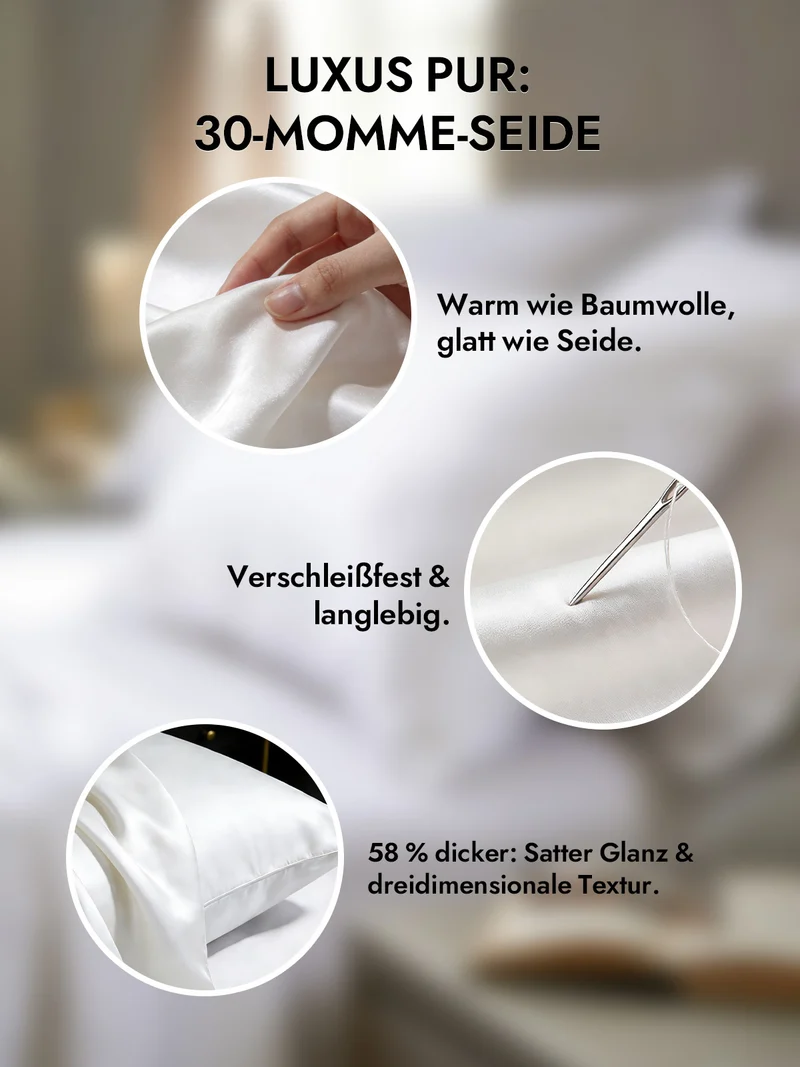 2er-Pack 30 Momme Kissenbezüge aus 100% Seide mit verdecktem Reißverschluss