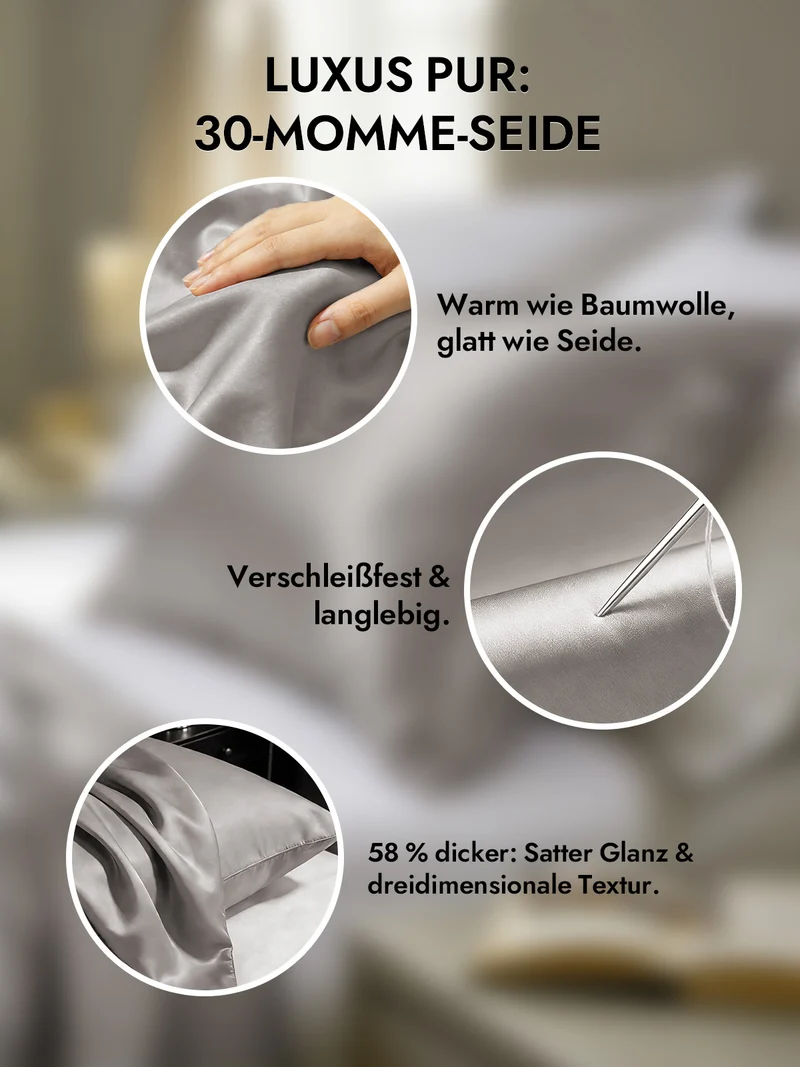 2er-Pack 30 Momme Kissenbezüge aus 100% Seide mit verdecktem Reißverschluss