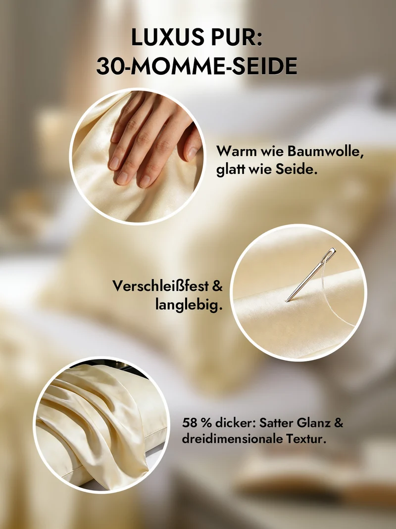 2er-Pack 30 Momme Kissenbezüge aus 100% Seide mit verdecktem Reißverschluss