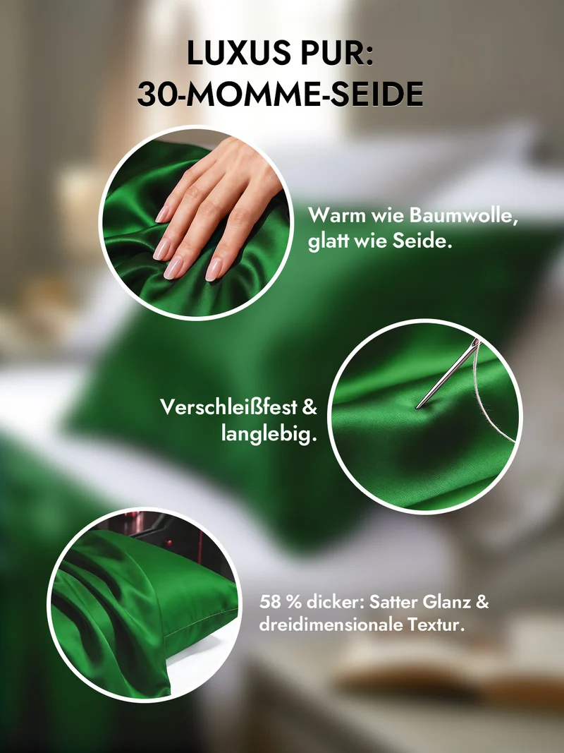 2er-Pack 30 Momme Kissenbezüge aus 100% Seide mit verdecktem Reißverschluss
