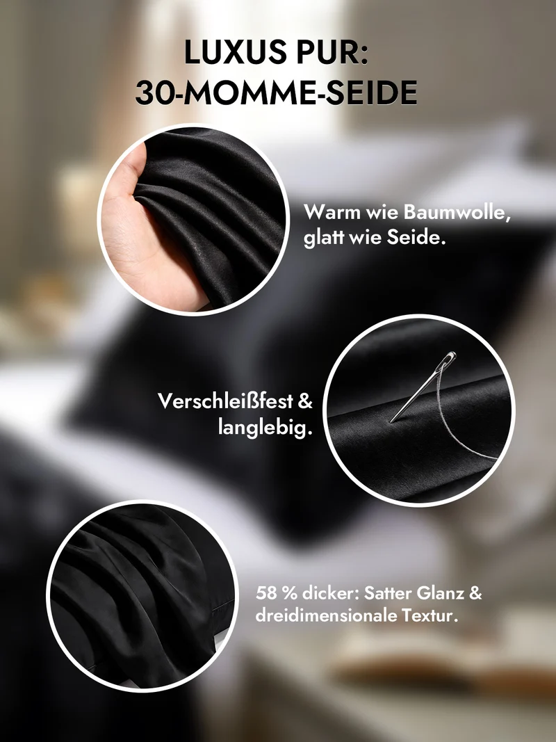 2er-Pack 30 Momme Kissenbezüge aus 100% Seide mit verdecktem Reißverschluss