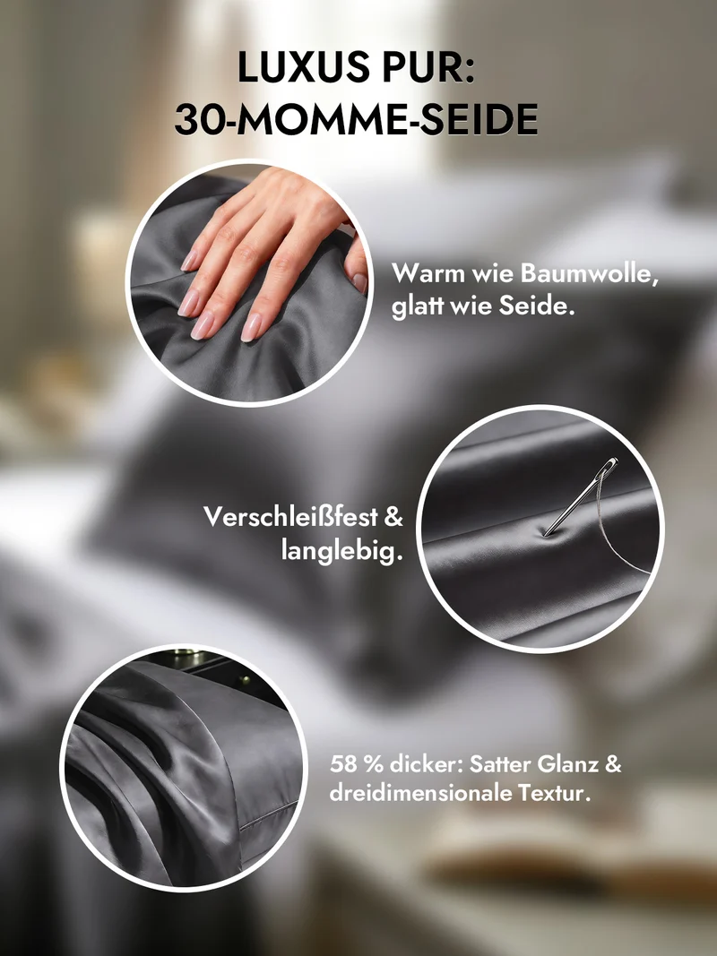 2er-Pack 30 Momme Kissenbezüge aus 100% Seide mit verdecktem Reißverschluss