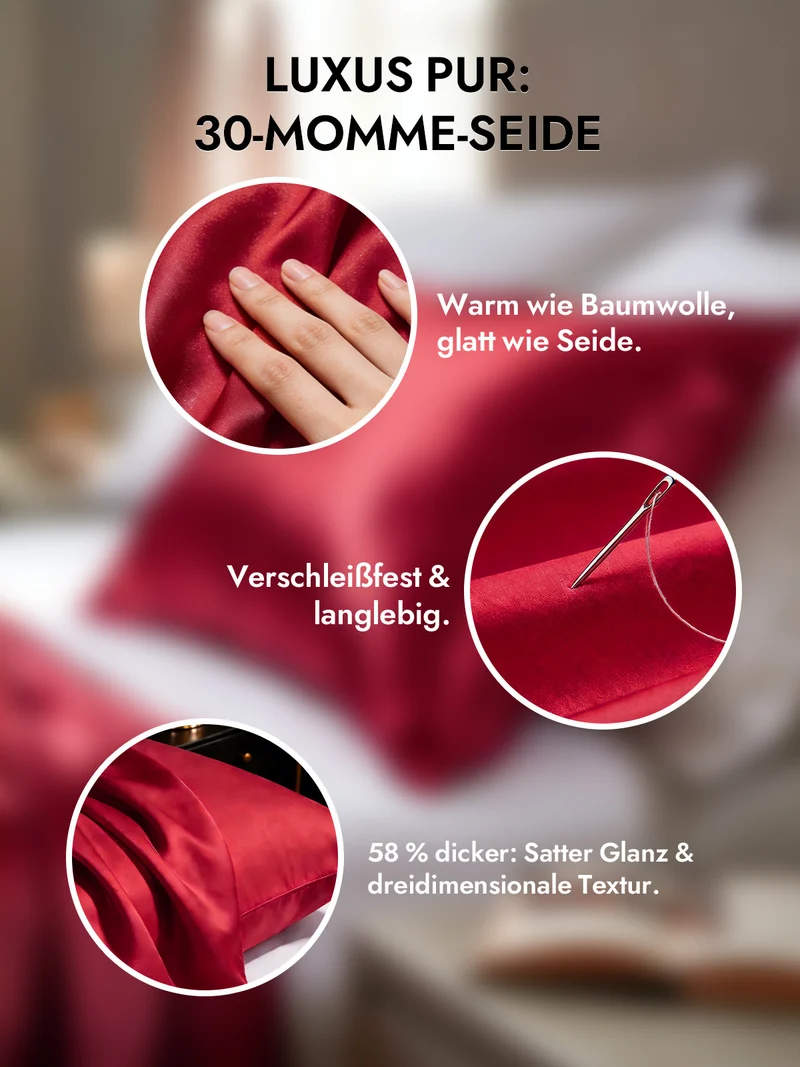 2er-Pack 30 Momme Kissenbezüge aus 100% Seide mit verdecktem Reißverschluss