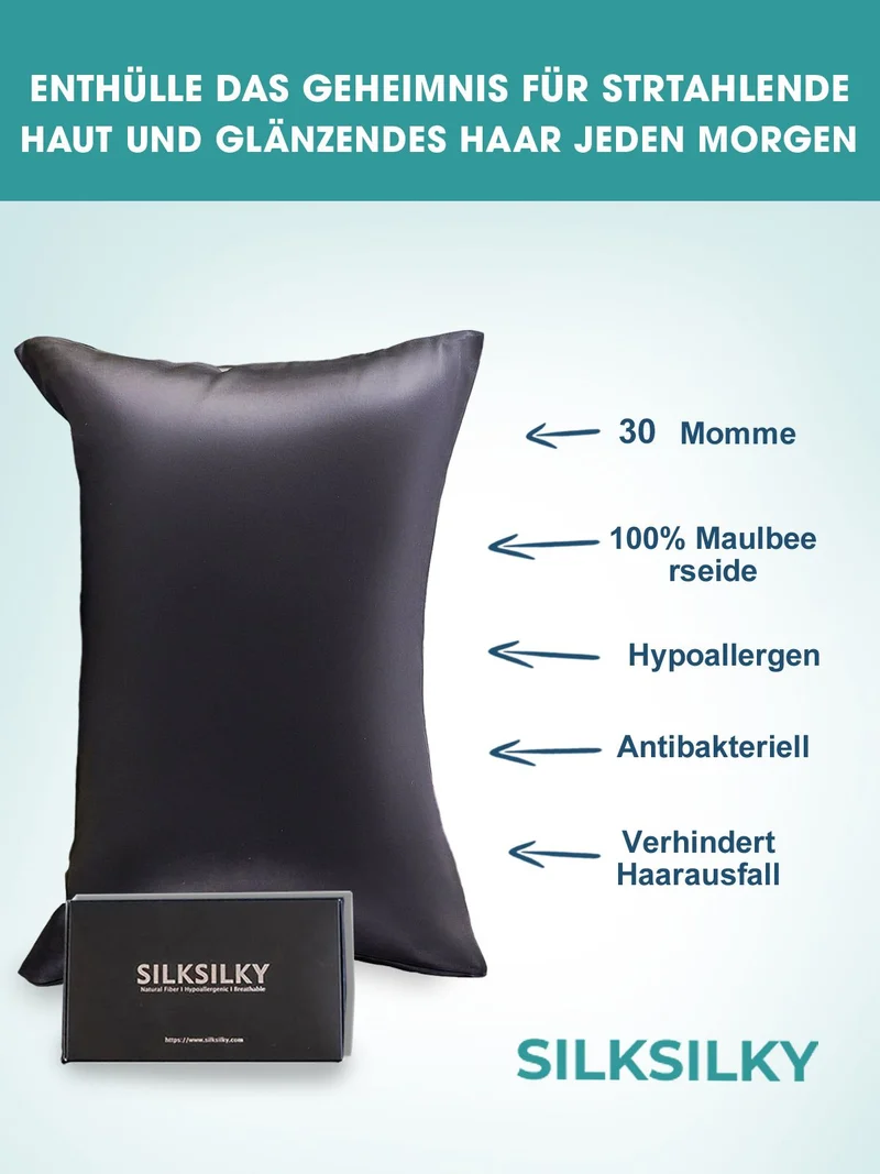 2er-Pack 30 Momme Kissenbezüge aus 100% Seide mit Umschlagverschluss