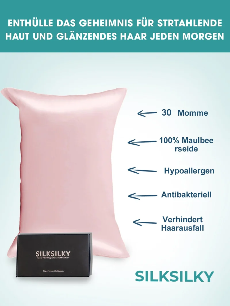 2er-Pack 30 Momme Kissenbezüge aus 100% Seide mit Umschlagverschluss