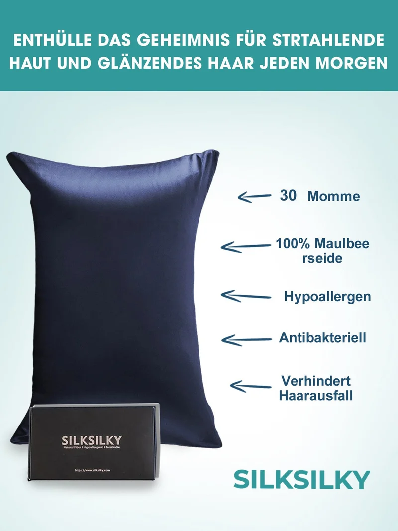 30 Momme luxuriöser Kissenbezug aus 100% Seide mit verdecktem Reißverschluss