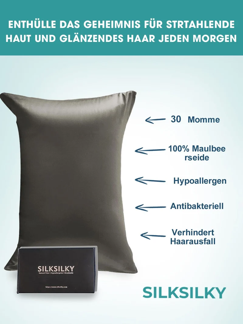 30 Momme luxuriöser Kissenbezug aus 100% Seide mit Umschlagverschluss