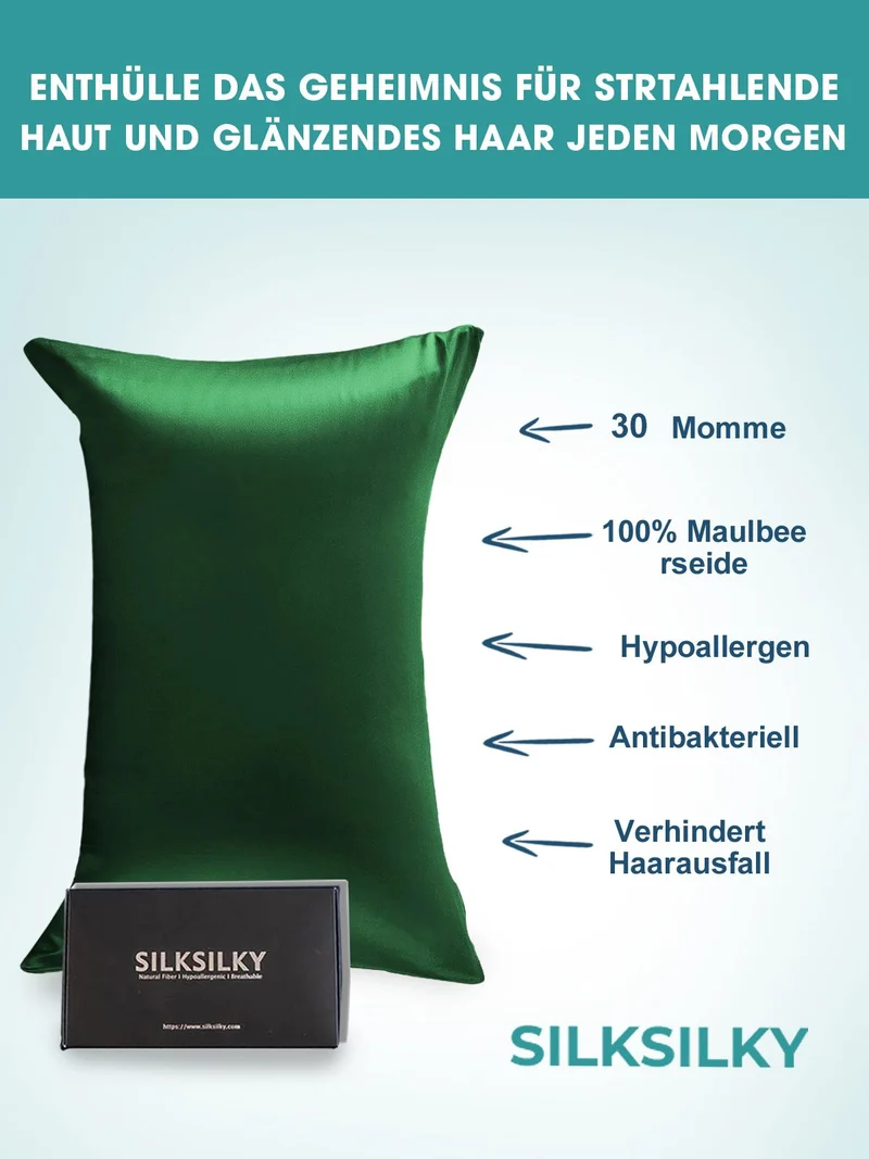 30 Momme luxuriöser Kissenbezug aus 100% Seide mit Umschlagverschluss