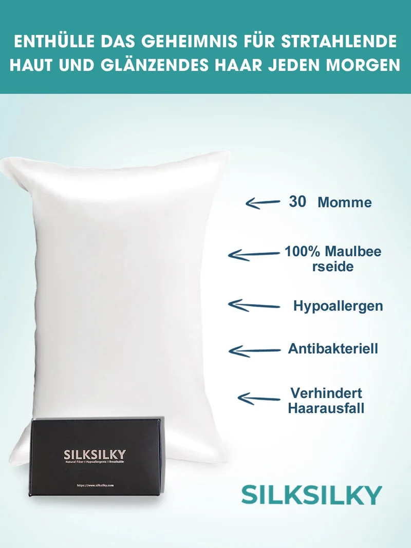 30 Momme luxuriöser Kissenbezug aus 100% Seide mit Umschlagverschluss